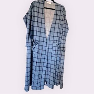 LuLuroe Sarah Cardigan in Geometric blue pattern